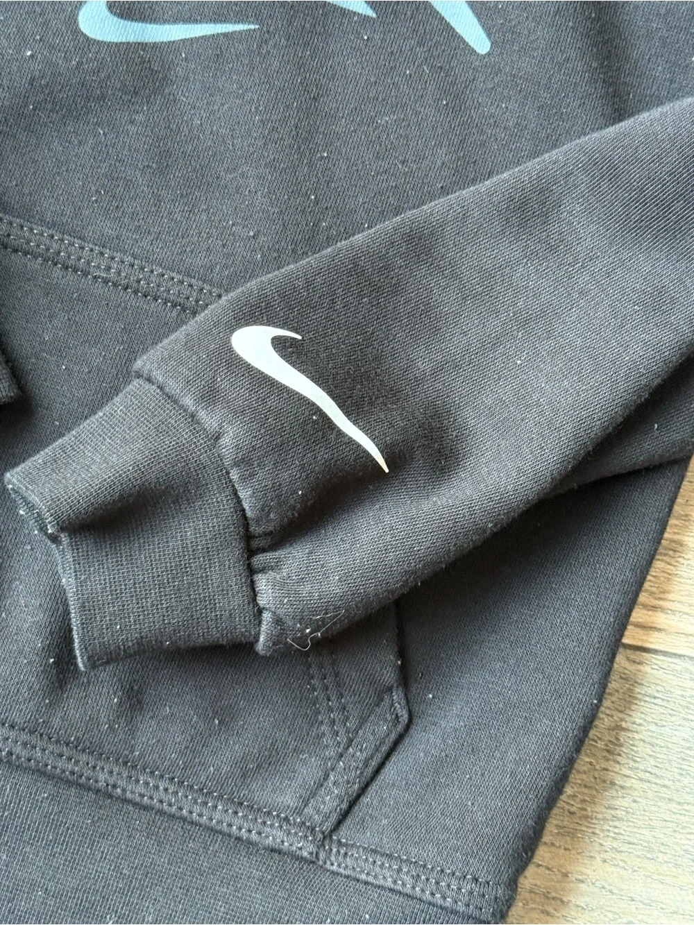 Nike Black Kids Pullover Hoodie with Red Logo
